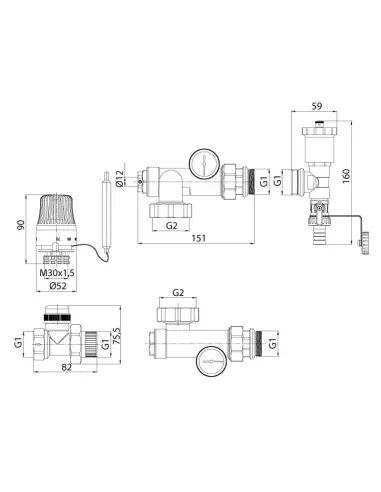 Смесительная группа Wezer UFH-MIX-B для теплого пола, 1 дюйм, с прямым термостатическим краном