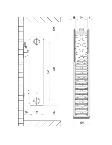 Радиатор стальной Europroduct 500x1500 мм, 22 тип, боковое подключение