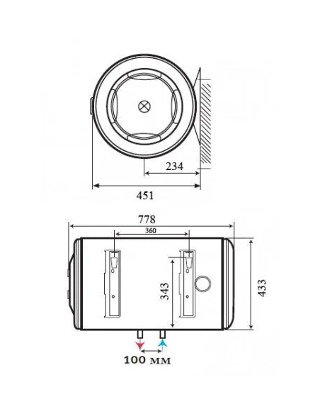 Бойлер с мокрым ТЭНом Atlantic Horizontal HM 100 D400-1-M горизонтальный - 2