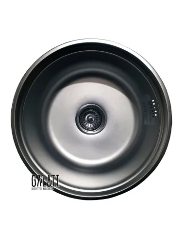 Мийка кухонна металева кругла Romzha Pula Satin, 430х430х170 мм - 1