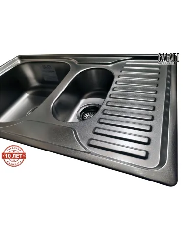 Мойка для кухни из нержавеющей стали прямоугольная Romzha Petrika Satin, 500х780х180 мм - 2