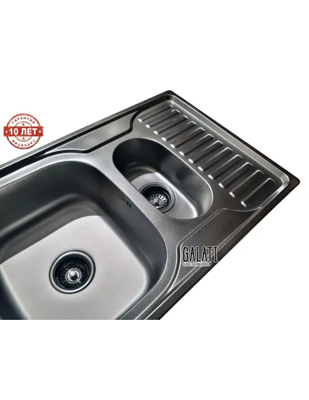 Мийка кухонна металева прямокутна Romzha Petrika Textura, 500х780х180 мм - 2