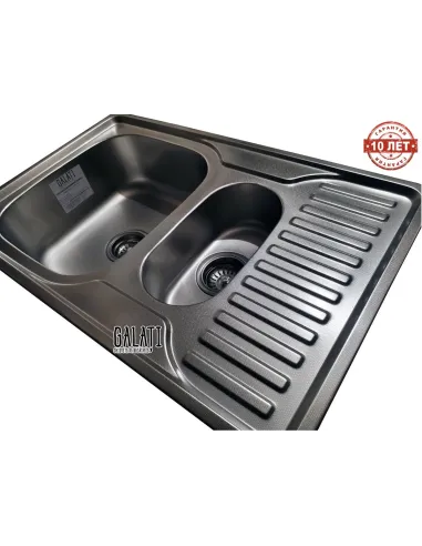 Мийка кухонна металева прямокутна Romzha Petrika Textura, 500х780х180 мм - 4