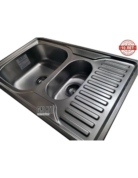 Мийка кухонна металева прямокутна Romzha Petrika Textura, 500х780х180 мм - 4