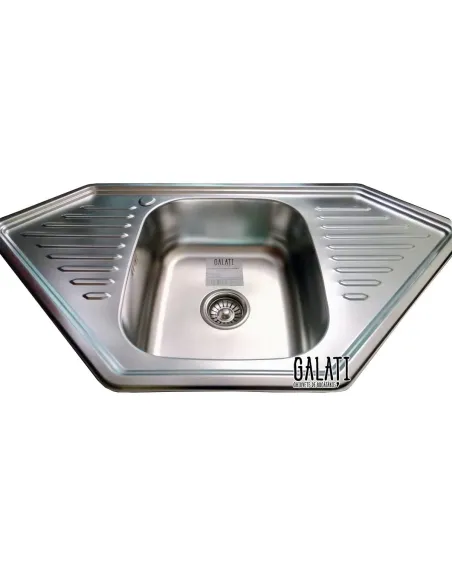 Мойка для кухни из нержавеющей стали угловая Romzha Meduza Nova Textura, 500х950х180 мм - 1