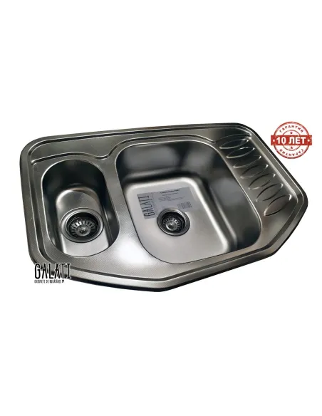 Мийка кухонна металева прямокутна Romzha Rampa 1.5C Textura, 510х780х195 мм - 2