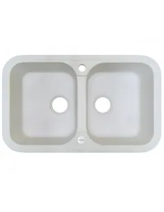 Мойка кухонная каменная Adamant Twins 470х770 мм, прямоугольная, белая - 1