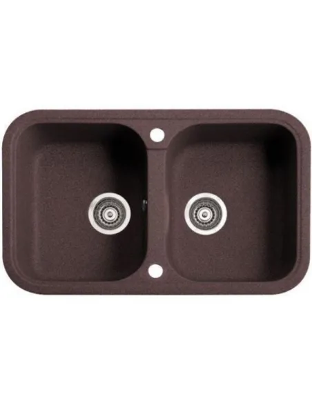 Мойка кухонная каменная Adamant Twins 470х770 мм, прямоугольная, коричневая - 1