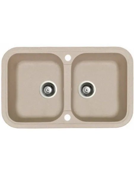 Мойка кухонная каменная Adamant Twins 470х770 мм, прямоугольная, светло-бежевая - 1