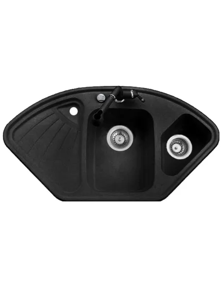 Мойка кухонная каменная Adamant Consensus 575х1060 мм, угловая, черная - 1