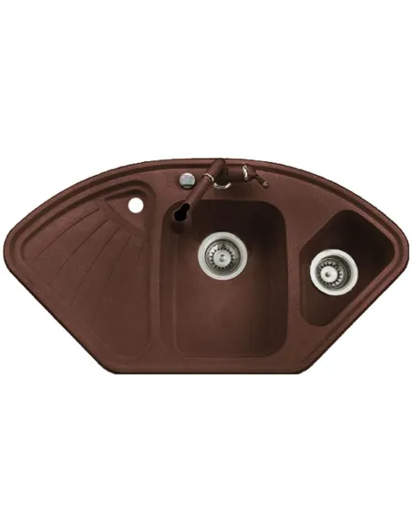 Мийка кухонна кам`яна Adamant Consensus 575х1060 мм, кутова, коричнева - 1