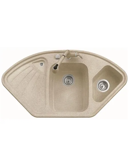 Мойка кухонная каменная Adamant Consensus 575х1060 мм, угловая, светло-бежевая - 1