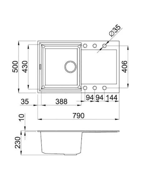 Мийка кухонна кам`яна Adamant Horizon 500х790 мм, прямокутна, айворі - 2