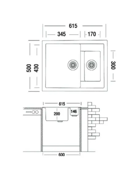 Мийка кухонна кам`яна Adamant Duplex 500х615 мм, прямокутна, терра. - 3
