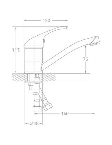 Змішувач для кухні Tau TN-2B142C (35 мм, гусак 150 мм, шпилька, кратно 2 шт) - 4