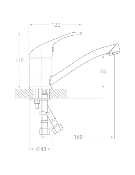 Змішувач для кухні Tau TN-2B142C (35 мм, гусак 150 мм, шпилька, кратно 2 шт) - 4