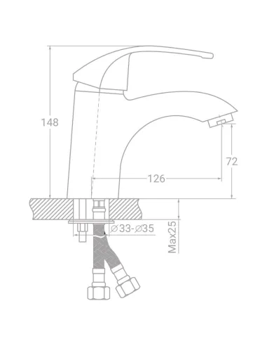 Змішувач для умивальника Tau SD-2A143C (литий, шпилька) - 1