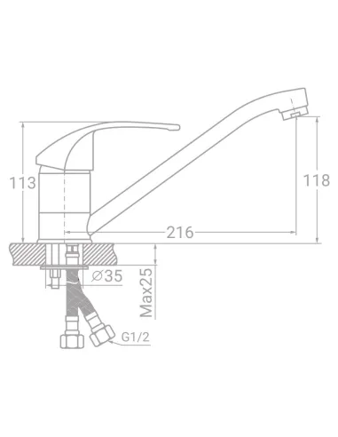 Змішувач для кухні Tau SD-2B243C (40 мм, 250 мм, шпилька) - 1