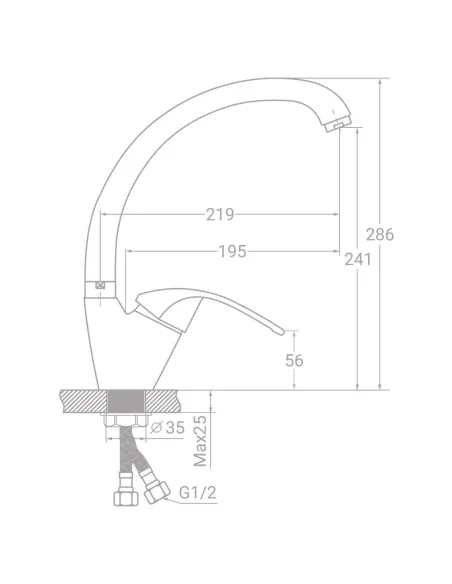 Смеситель для кухни Tau SD-4B443C (40 мм, гайка) - 2