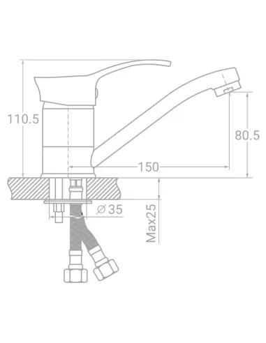 Смеситель для кухни Tau SE-2B145C (40 мм, 150 мм, шпилька) - 2