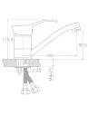 Змішувач для кухні Tau SE-2B145C (40 мм, 150 мм, шпилька) - 2