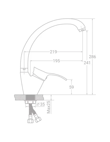 Змішувач для кухні Tau SE-4B445C (40 мм, гайка) - 1