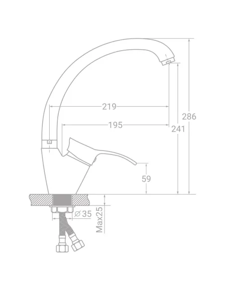 Змішувач для кухні Tau SE-4B445C (40 мм, гайка) - 1