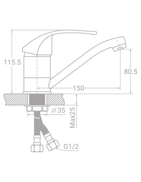 Смеситель для кухни Tau SL-1B143C (40 мм, 150 мм, гайка) - 1