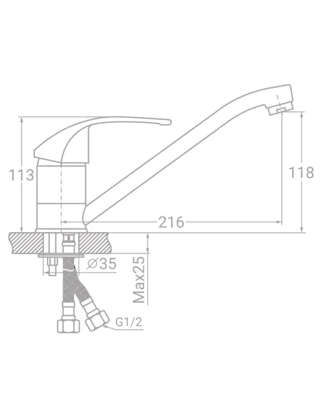 Змішувач для кухні Tau SL-2B243C (40 мм, 250 мм, шпилька) - 2