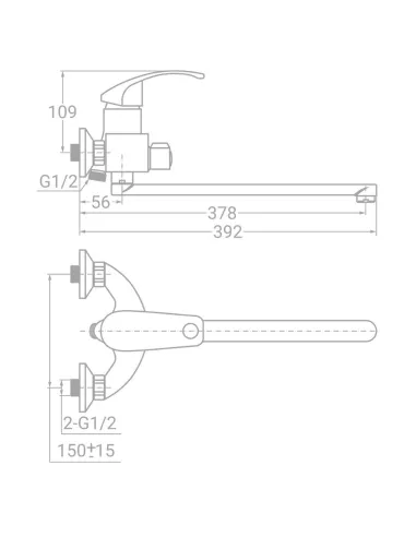 Змішувач для ванни Tau SL-2C243C (40 мм, 350 мм дивертор вбудований картриджний) - 1