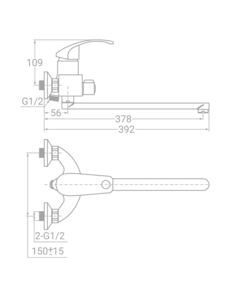 Змішувач для ванни Tau SL-2C243C (40 мм, 350 мм дивертор вбудований картриджний) - 1