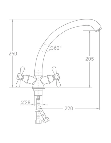 Смеситель для кухни Tau VD-4B461C (гайка) - 2