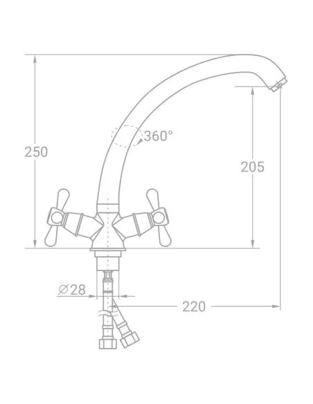 Смеситель для кухни Tau VD-4B461C (гайка) - 2