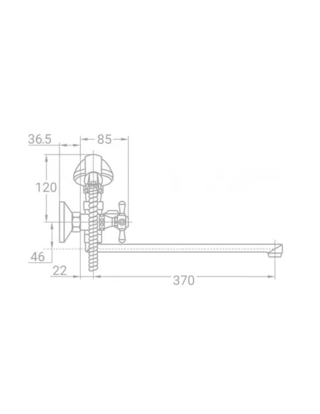 Змішувач для ванни Tau VD-2C261C (400 мм, вбудований дивертор картриджний) - 2