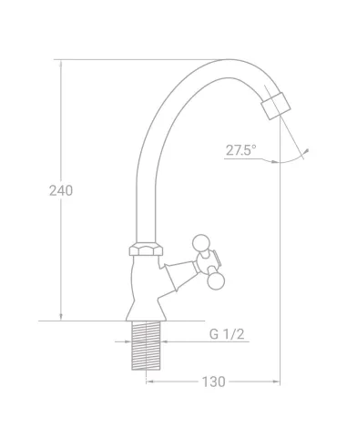 Монокран для умывальника Tau VN-1G160C (гайка, вентильный, кратно 4 шт) - 2