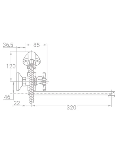 Смеситель для ванны Tau VN-2C260C (350 мм, дивертор встроенный картриджный) - 2