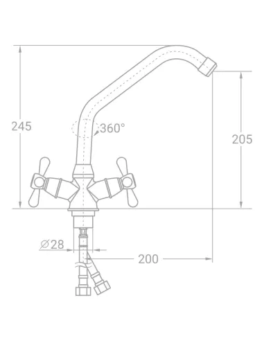 Смеситель для кухни Tau VN-4B160C (гайка) - 2