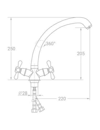 Змішувач для кухні Tau VN-4B460C (гайка) - 2
