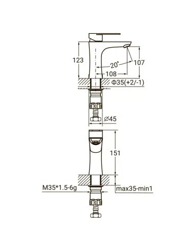Змішувач для умивальника Aquatica HT-1A171P (литий, гайка, нержавіюча сталь) - 2