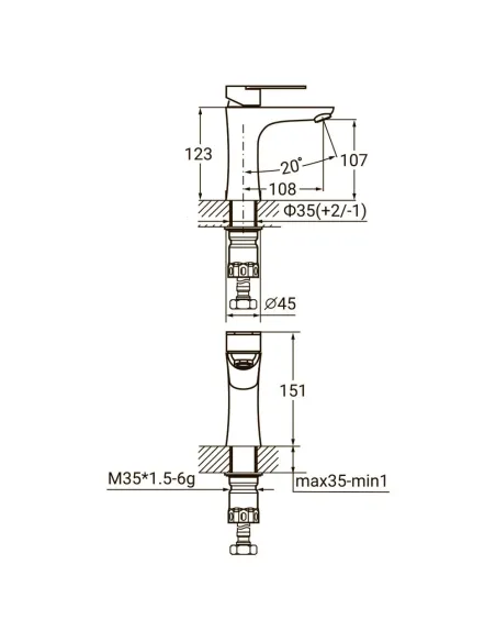 Змішувач для умивальника Aquatica HT-1A171P (литий, гайка, нержавіюча сталь) - 2