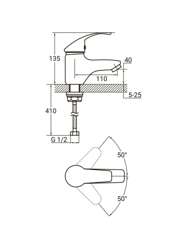 Смеситель для умывальника Aquatica HM-1A131C, литой, гайка - 2