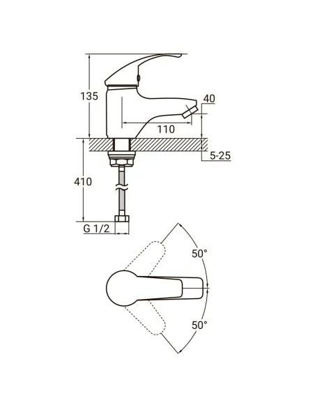 Смеситель для умывальника Aquatica HM-1A131C, литой, гайка - 2