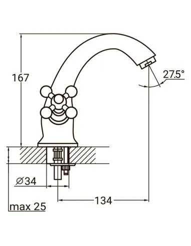 Змішувач для умивальника Aquatica PL-2A155C (литий, шпилька, вентильний) - 6