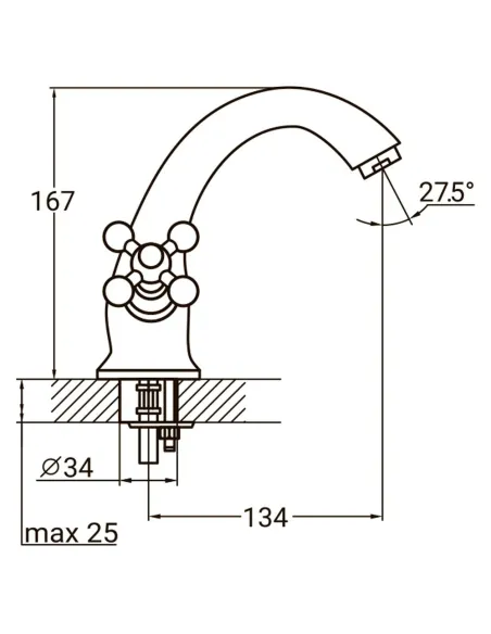 Змішувач для умивальника Aquatica PL-2A155C (литий, шпилька, вентильний) - 6