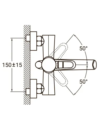 Змішувач для ванни Aquatica HK-2C130C 150 мм, дивертор, вбудований картридж. - 6