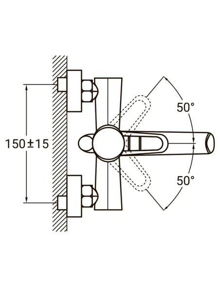 Змішувач для ванни Aquatica HK-2C130C 150 мм, дивертор, вбудований картридж. - 6
