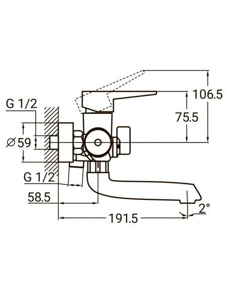 Змішувач для ванни Aquatica HK-2C130C 150 мм, дивертор, вбудований картридж. - 7