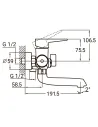 Смеситель для ванны Aquatica HK-2C130C 150 мм, дивертор, встроенный картриджный - 7