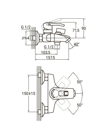 Змішувач для ванни Aquatica KM-1C133C (литий) - 5