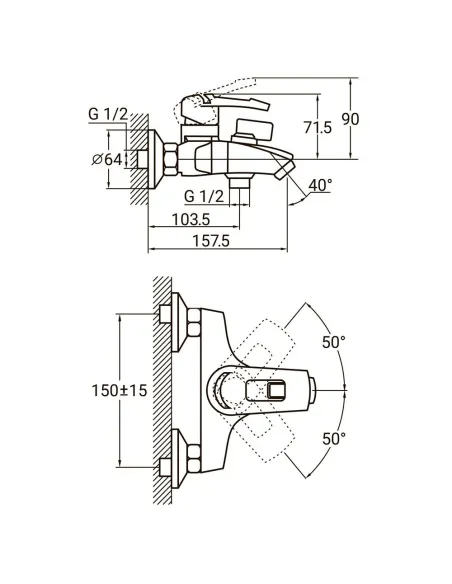 Змішувач для ванни Aquatica KM-1C133C (литий) - 5